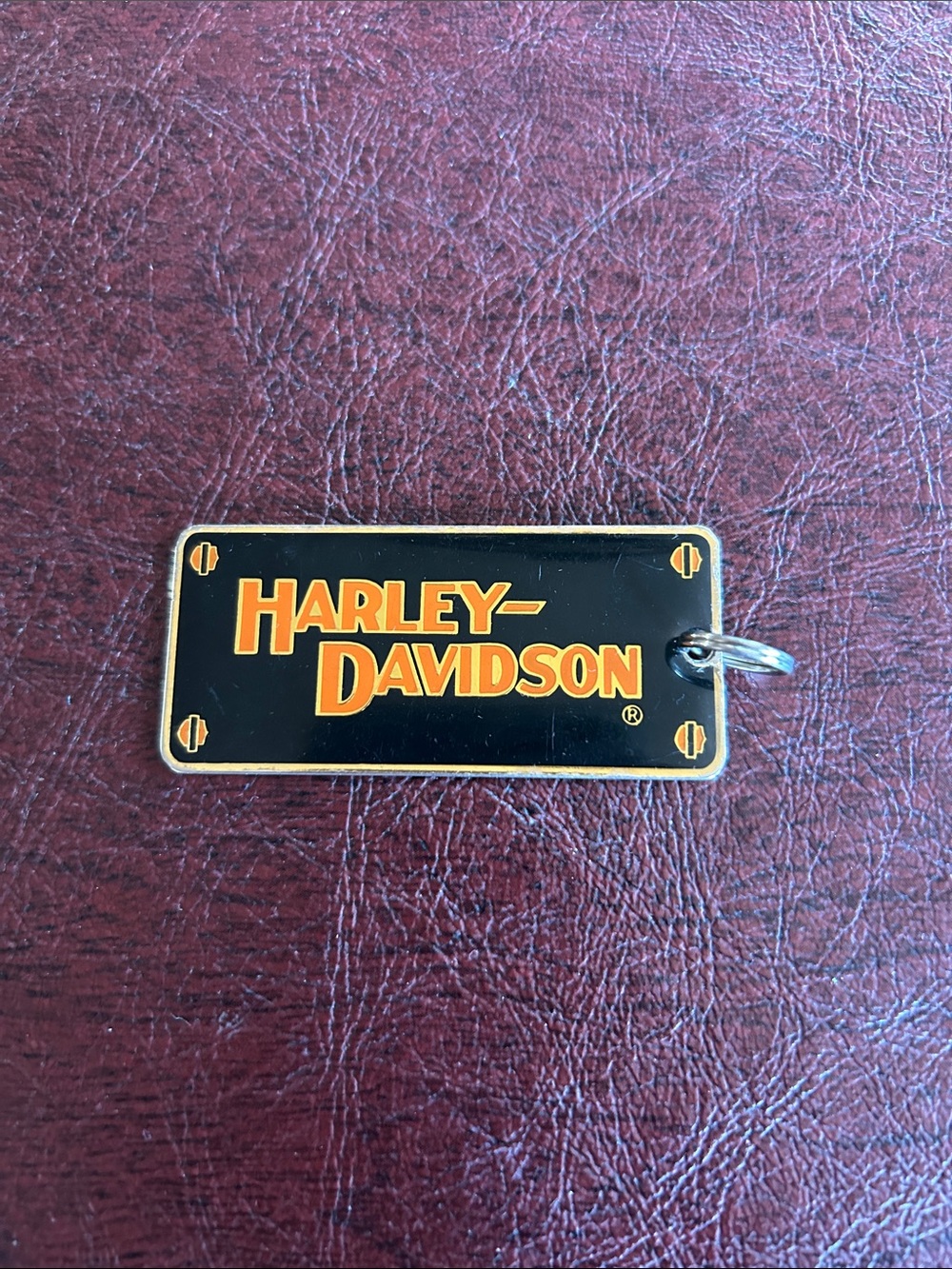 Harley-Davidson Black and Orange Rectangular Logo Key Ring